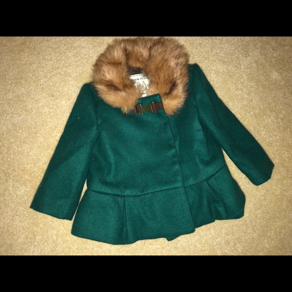 Janie and Jack Pea Coat With Fur